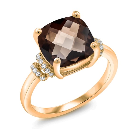 14k Diamond Chocolate Quartz Ring - Picture 3 of 5